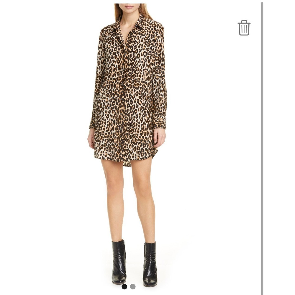 Equipment Femme Silk Leopard Essential Shirt Dress Natural XS